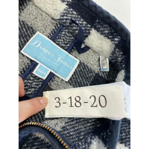 Draper James Cape Coat Womens X Small Small Blue White Buffalo Check Full Zip - Picture 4 of 10